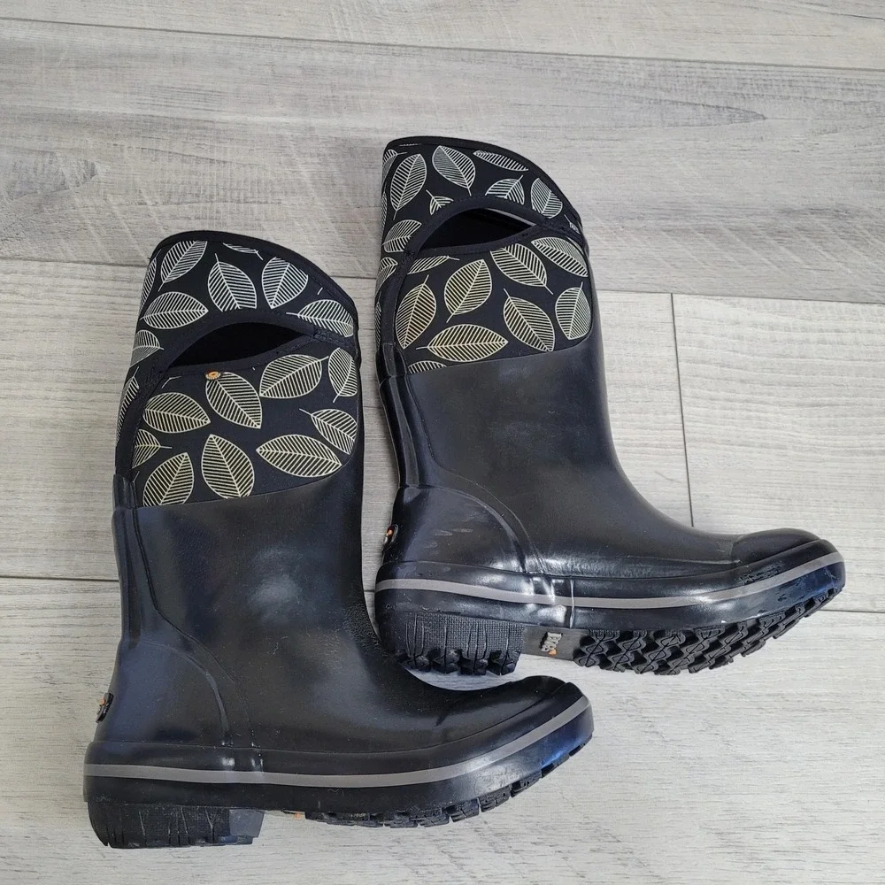 Bogs Plimsoll Leaf Neo-Tech Waterproof Boots Womens 6 Black Insulated –40 Winter